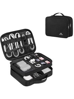 Electronic Organizer Travel Case, Small Double Layers Cable Organizer for Travel